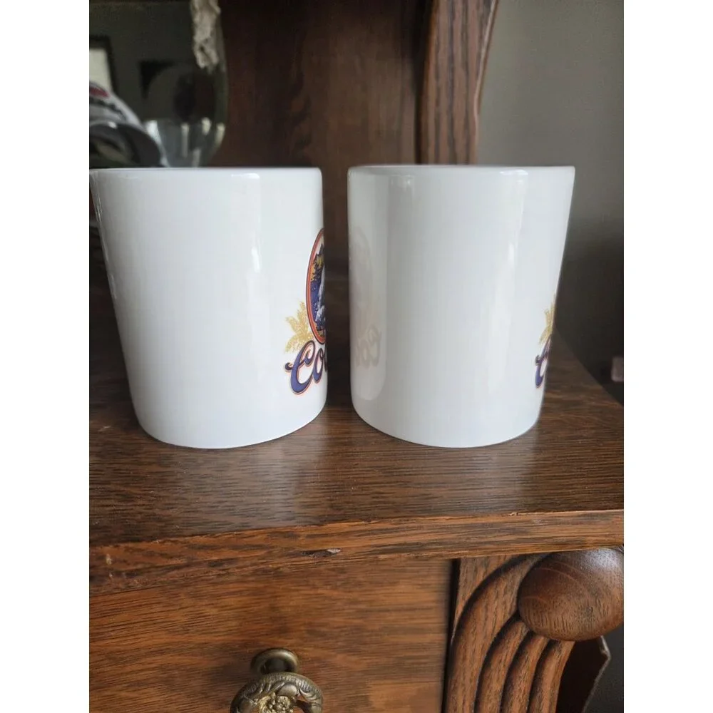Pair Vintage SMI Creations Advertising Coors Beer 12 Oz Ceramic Coffee‎ Mug Cup
